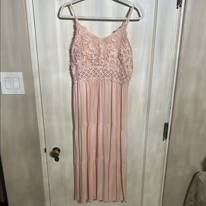 Pink Pleated Sundress with Spaghetti Straps